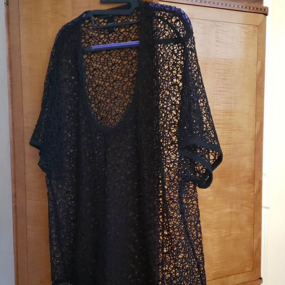 Soft as silk, black lace swim cover up